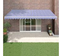 Berkfield Home Retractable Awning Blue & White 5x3 m Fabric & Aluminium Berkfield Home Blue