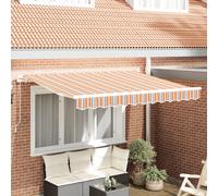 Berkfield Home Retractable Awning Manual Blue & orange 3.5 x 2 m Berkfield Home Blue