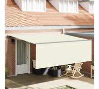 Berkfield Home Retractable Awning Manual Cream 400 x 300 cm Metal, Polyester Berkfield Home Cream 400 x 300 cm
