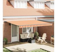 Berkfield Home Retractable Awning Manual Yellow & Orange 450x300 cm in Blue Berkfield Home Blue 450x300 cm