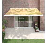 Berkfield Home Retractable Awning Yellow & White 4x3 m Fabric & Aluminium Berkfield Home Multicolor