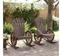 Berkfield Home Rocking Adirondack Chairs 2 pcs Solid Wood Fir in Brown Berkfield Home Brown