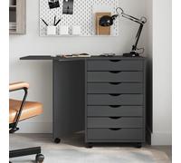 Berkfield Home Rolling Cabinet with Desk MOSS Grey Solid Wood Pine Berkfield Home Grey