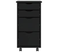Berkfield Home Rolling Cabinet with Drawers MOSS Black Solid Wood Pine Berkfield Home Black