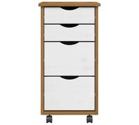 Berkfield Home Rolling Cabinet with Drawers MOSS Honey Brown Solid Wood Pine Berkfield Home Brown