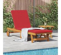 Berkfield Home Rolling Sun Lounger with Table & Cushion Made from Solid Acacia Wood in Red Berkfield Home Red