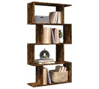 Berkfield Home Room Divider Bookcase 4-Tier Smoked Oak 70x24x129 cm Engineered Wood in Brown | Size: 70 x 24 x 129 cm Berkfield Home Brown 70 x 24 x 129 cm
