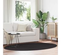 Berkfield Home Rugs Black Polyester 140 x 200 cm Non-slip Area Rug Circular | Size: Medium Berkfield Home Black Medium