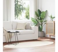 Berkfield Home Rugs Cream Wool 100 x 200 cm Area Rug Oval Modern Oval Rug | Size: Medium Berkfield Home Cream Medium