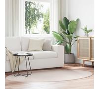 Berkfield Home Rugs Sand Polyester 140 x 200 cm Durable Area Rug Oval in Beige | Size: Medium Berkfield Home Beige Medium