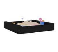 Berkfield Home Sandbox with Seats Black Square Solid Wood Pine Berkfield Home Black