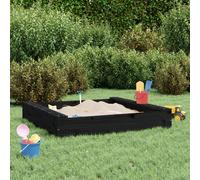Berkfield Home Sandbox with Seats Black Square Solid Wood Pine Berkfield Home Black
