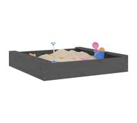 Berkfield Home Sandbox with Seats Grey Square Solid Wood Pine Berkfield Home Grey