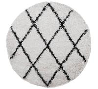 Berkfield Home Shaggy Rug PAMPLONA High Pile Modern Cream & Black √ò 100 cm | Size: Medium Berkfield Home Multicolor Medium