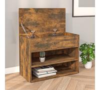 Berkfield Home Shoe Bench Smoked Oak 60x30x45 cm Engineered Wood in Brown | Size: 60 x 30 x 45 cm Berkfield Home Brown 60 x 30 x 45 cm