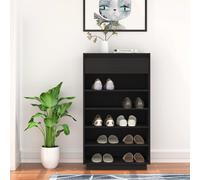 Berkfield Home Shoe Cabinet Black 60x34x105 cm Solid Wood Pine | Size: 60 x 34 x 105 cm Berkfield Home Black 60 x 34 x 105 cm
