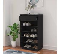 Berkfield Home Shoe Cabinet Black 60x34x105 cm Solid Wood Pine | Size: 60 x 34 x 105 cm Berkfield Home Black 60 x 34 x 105 cm