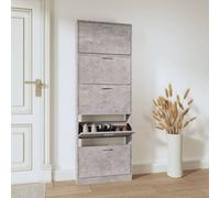 Berkfield Home Shoe Cabinet Concrete Grey 59x17x169 cm Engineered Wood | Size: 59 x 17 x 169 cm Berkfield Home Grey 59 x 17 x 169 cm