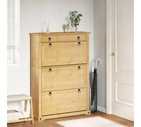 Berkfield Home Shoe Cabinet Corona 99x32x138 cm Solid Wood Pine in Tan | Size: 99 x 32 x 138 cm Berkfield Home Tan 99 x 32 x 138 cm