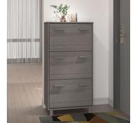 Berkfield Home Shoe Cabinet HAMAR Light Grey 59.5x35x117 cm Solid Wood Pine Berkfield Home Grey 59.5x35x117 cm