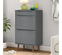 Berkfield Home Shoe Cabinet MOLDE Grey 59, 5x35x103 cm Solid Wood Pine | Size: 5 x 35 x 103 cm Berkfield Home Grey 5 x 35 x 103 cm