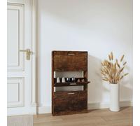 Berkfield Home Shoe Cabinet Smoked Oak 59x17x108 cm Engineered Wood in Brown | Size: 59 x 17 x 108 cm Berkfield Home Brown 59 x 17 x 108 cm