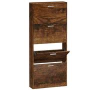 Berkfield Home Shoe Cabinet Smoked Oak 59x17x150 cm Engineered Wood in Brown | Size: 59 x 17 x 150 cm Berkfield Home Brown 59 x 17 x 150 cm
