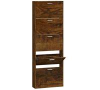 Berkfield Home Shoe Cabinet Smoked Oak 59x17x169 cm Engineered Wood in Brown | Size: 59 x 17 x 169 cm Berkfield Home Brown 59 x 17 x 169 cm