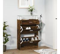 Berkfield Home Shoe Cabinet Smoked Oak 63x24x104 cm Engineered Wood in Brown | Size: 63 x 24 x 104 cm Berkfield Home Brown 63 x 24 x 104 cm