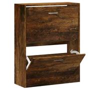 Berkfield Home Shoe Cabinet Smoked Oak 63x24x81 cm Engineered Wood in Brown | Size: 63 x 24 x 81 cm Berkfield Home Brown 63 x 24 x 81 cm