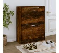 Berkfield Home Shoe Cabinet Smoked Oak 63x24x81 cm Engineered Wood in Brown | Size: 63 x 24 x 81 cm Berkfield Home Brown 63 x 24 x 81 cm