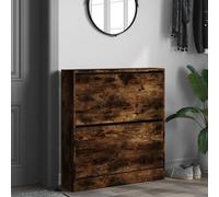 Berkfield Home Shoe Cabinet Smoked Oak 80x21x87.5 cm Engineered Wood in Brown Berkfield Home Brown 80x21x87.5 cm