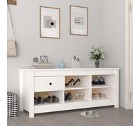 Berkfield Home Shoe Cabinet White 110x38x45.5 cm Solid Wood Pine Berkfield Home White 110x38x45.5 cm
