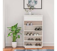 Berkfield Home Shoe Cabinet White 60x34x105 cm Solid Wood Pine | Size: 60 x 34 x 105 cm Berkfield Home White 60 x 34 x 105 cm