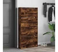 Berkfield Home Shoe Cabinet with 4 Flip-Drawers Smoked Oak 80x21x163.5 cm in Brown Berkfield Home Brown 80x21x163.5 cm