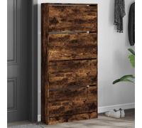 Berkfield Home Shoe Cabinet with 4 Flip-Drawers Smoked Oak 80x21x163.5 cm in Brown Berkfield Home Brown 80x21x163.5 cm