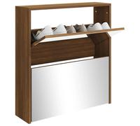 Berkfield Home Shoe Cabinet with Mirror 2-Layer Brown Oak 63x17x67 cm | Size: 63 x 17 x 67 cm Berkfield Home Brown 63 x 17 x 67 cm