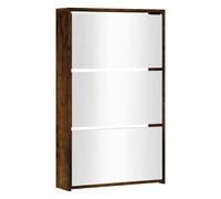 Berkfield Home Shoe Cabinet with Mirror 3-Layer Smoked Oak 63x17x102.5 cm in Brown Berkfield Home Brown 63x17x102.5 cm