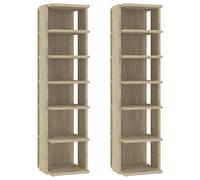 Berkfield Home Shoe Cabinets 2 pcs Sonoma Oak 25x27x102 cm in Light Brown | Size: 25 x 27 x 102 cm Berkfield Home Light Brown 25 x 27 x 102 cm