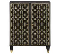 Berkfield Home Side Cabinet 60x33x75 cm Solid Wood Mango in Black | Size: 60 x 33 x 75 cm Berkfield Home Black 60 x 33 x 75 cm
