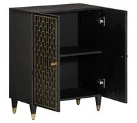 Berkfield Home Side Cabinet 60x33x75 cm Solid Wood Mango in Black | Size: 60 x 33 x 75 cm Berkfield Home Black 60 x 33 x 75 cm