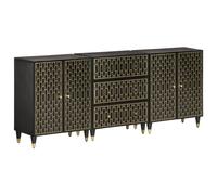 Berkfield Home Side Cabinets 3 pcs 60x33x75 cm Solid Wood Mango in Black | Size: 60 x 33 x 75 cm Berkfield Home Black 60 x 33 x 75 cm