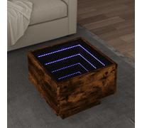 Berkfield Home Side Table with LED Smoked Oak 40x40x30 cm Engineered Wood in Brown | Size: 40 x 40 x 30 cm Berkfield Home Brown 40 x 40 x 30 cm