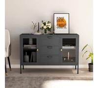 Berkfield Home Sideboard Anthracite 105x35x70 cm Steel & Tempered Glass in Black | Size: 105 x 35 x 70 cm Berkfield Home Black 105 x 35 x 70 cm