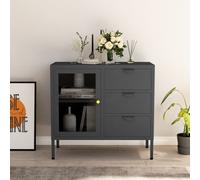Berkfield Home Sideboard Anthracite 75x35x70 cm Steel & Tempered Glass in Black | Size: 75 x 35 x 70 cm Berkfield Home Black 75 x 35 x 70 cm