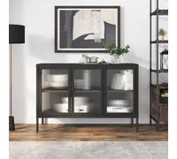 Berkfield Home Sideboard Black 105x35x70 cm Glass & Steel | Size: 105 x 35 x 70 cm Berkfield Home Black 105 x 35 x 70 cm