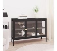 Berkfield Home Sideboard Black 105x35x70 cm Steel & Glass | Size: 105 x 35 x 70 cm Berkfield Home Black 105 x 35 x 70 cm