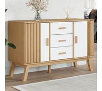 Berkfield Home Sideboard OLDEN White & Brown 114x43x73.5cm Solid Wood Pine | Size: 114x43x73.5 cm Berkfield Home White 114x43x73.5 cm