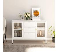 Berkfield Home Sideboard White 105x35x70 cm Steel & Tempered Glass | Size: 105 x 35 x 70 cm Berkfield Home White 105 x 35 x 70 cm