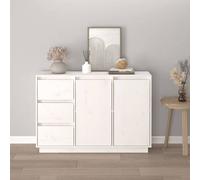 Berkfield Home Sideboard White 111x34x75 cm Solid Wood Pine | Size: 111 x 34 x 75 cm Berkfield Home White 111 x 34 x 75 cm